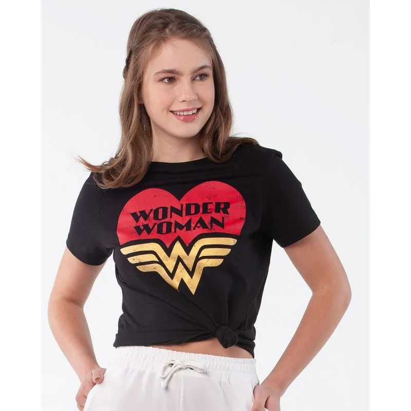 Blusa Mulher Maravilha Liga da Justiça Preta P