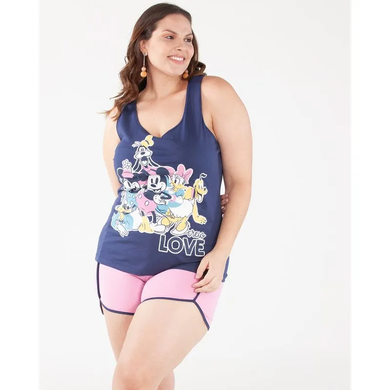 Pijama Plus Size Regata DisneyAzul 50