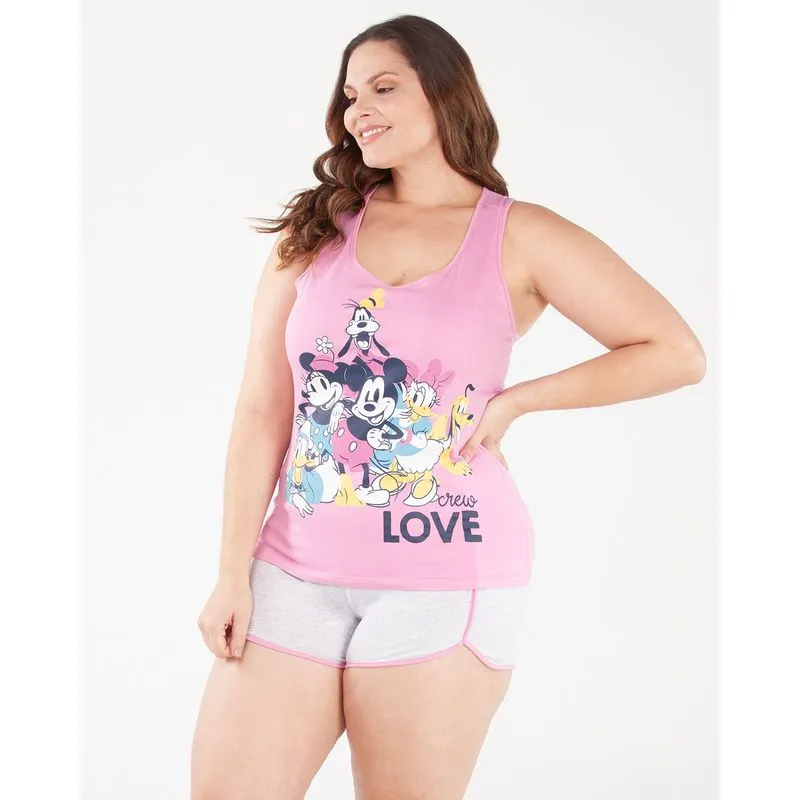 Pijama Plus Size Regata Disney Rosa 52