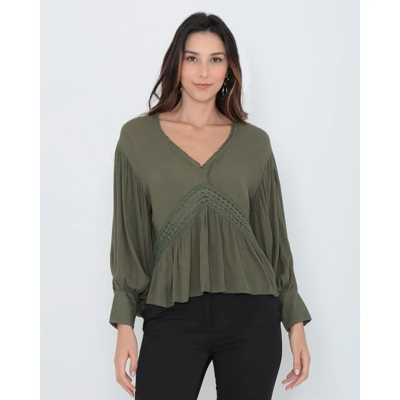 Blusa Bata Renda Verde G