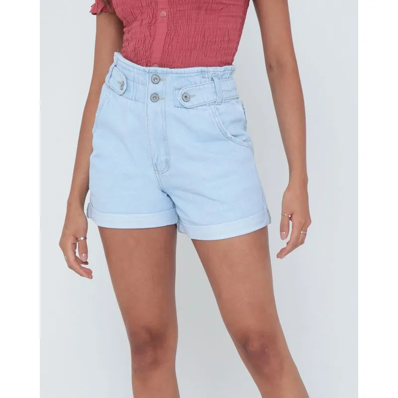 Short Jeans Cintura Alta Clochard Azul Claro 40