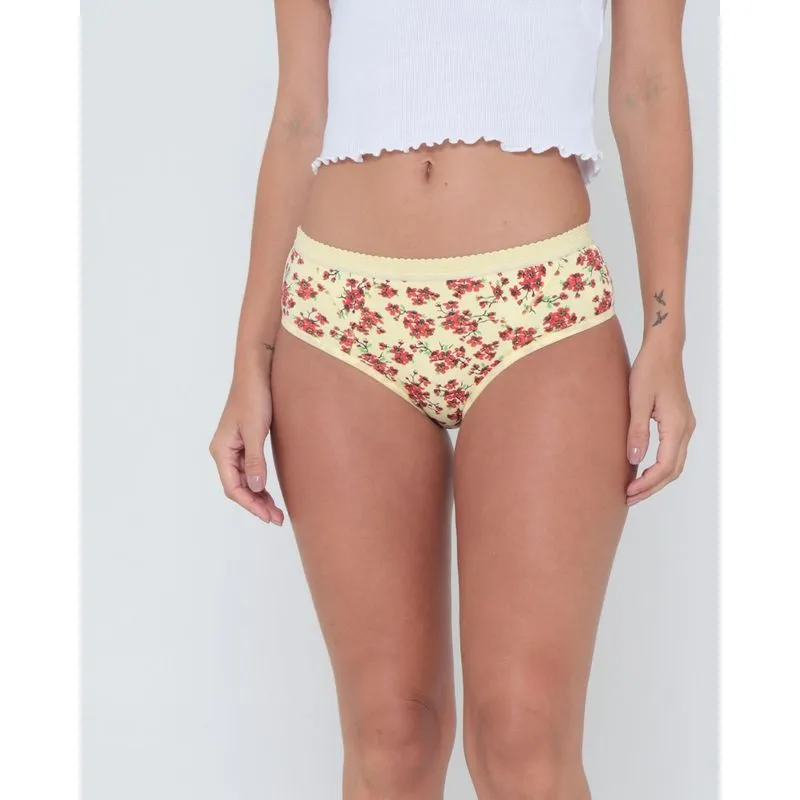Calcinha Alta Estampa Floral Amarela G