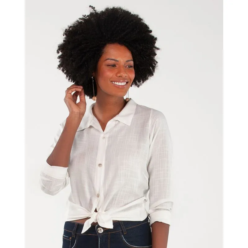 Camisa Feminina Manga Longa Lisa Branca GG