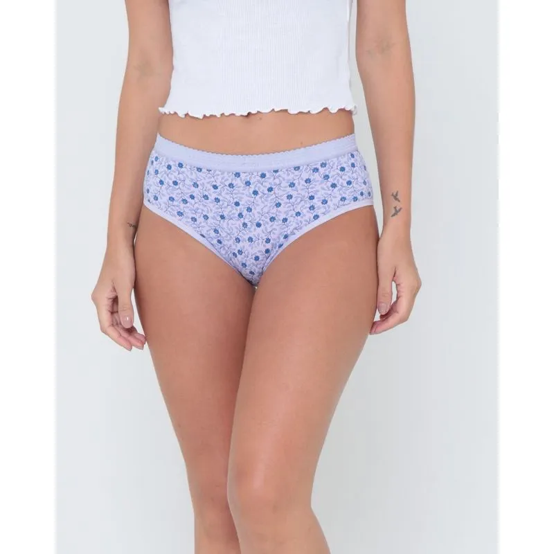 Calcinha Alta Estampa Floral Lilás P