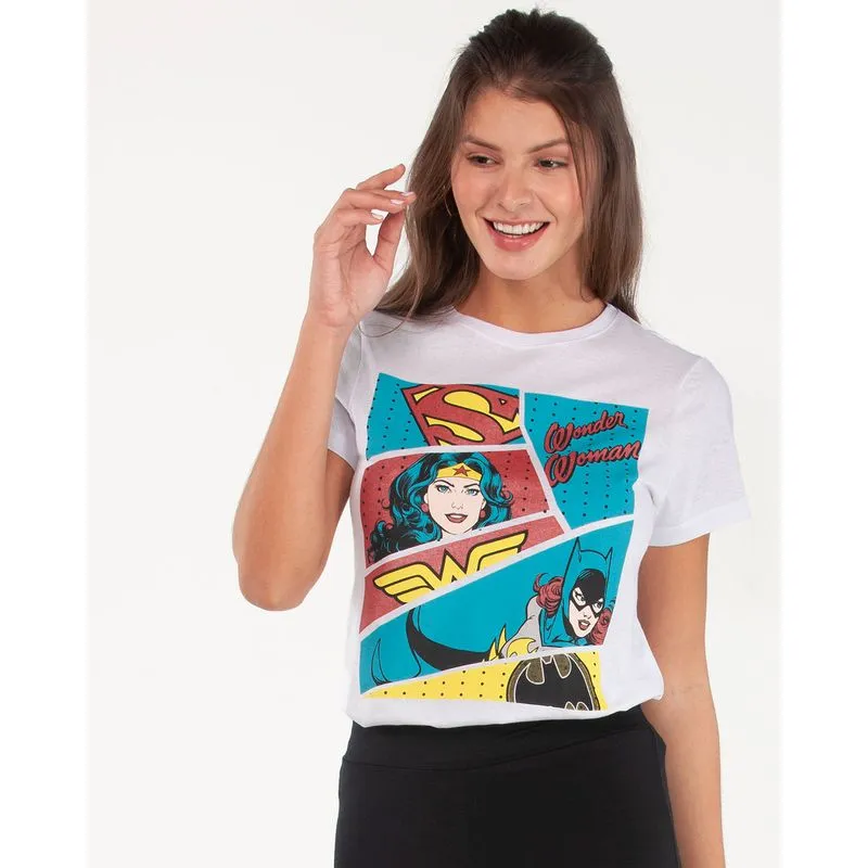 Blusa Mulher Maravilha Liga Da Justiça Branca M