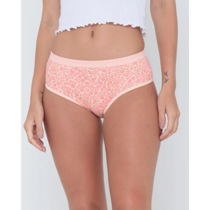 Calcinha Alta Estampa Floral Laranja P