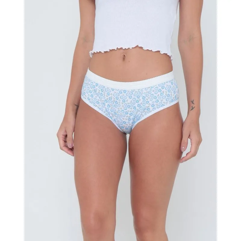 Calcinha Alta Estampa Floral Azul M