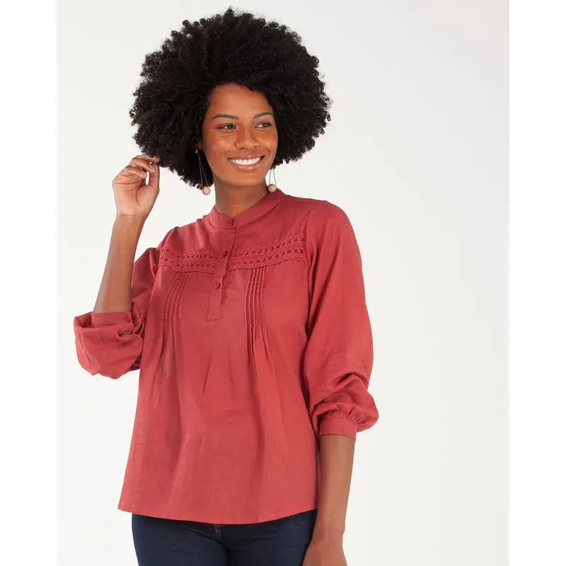 Blusa Bata Renda Vermelha GG