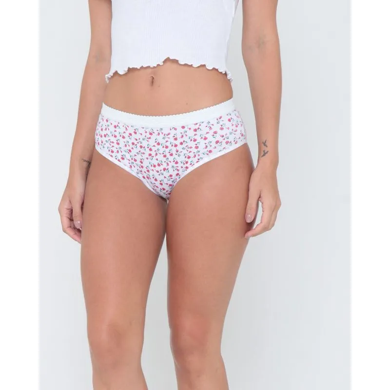 Calcinha Alta Estampa Floral Vermelha M