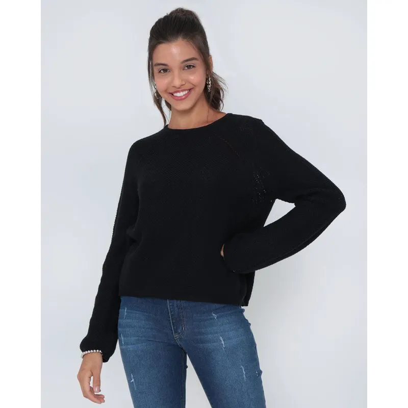 Suéter Feminino Tricô Preto M