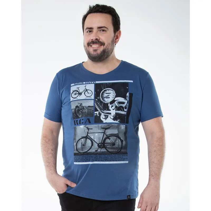 Camiseta Plus Size Bike Azul G1