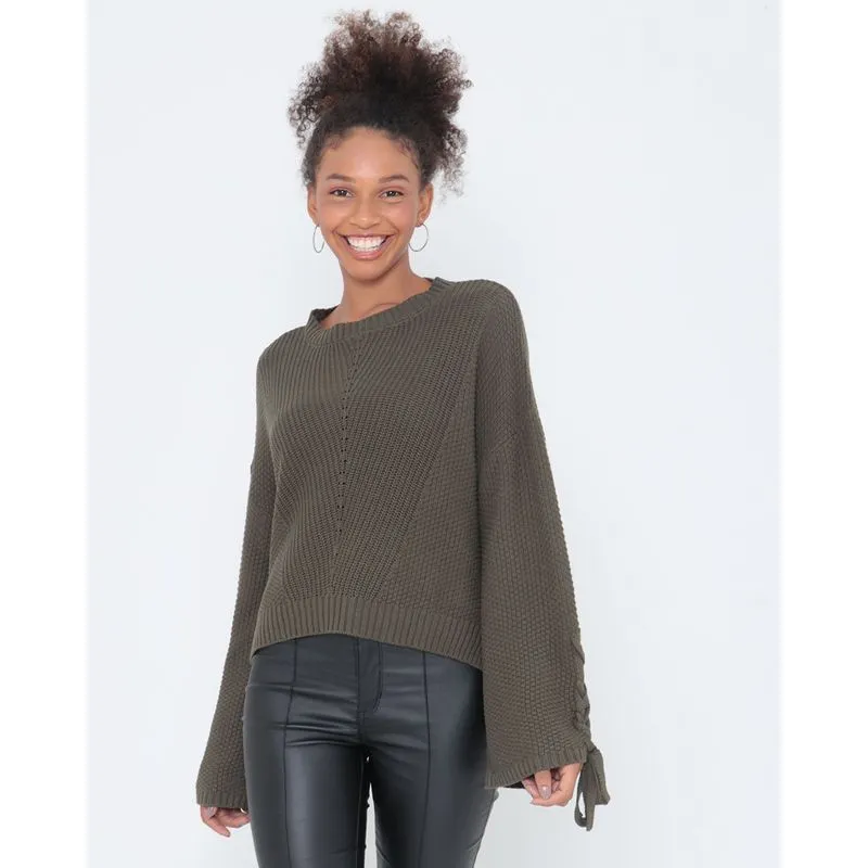 Blusa Tricô Amarração Verde Musgo M