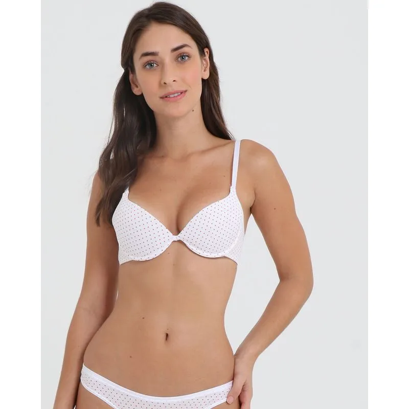 Sutiã Push Up Estampa Poá Branco 40