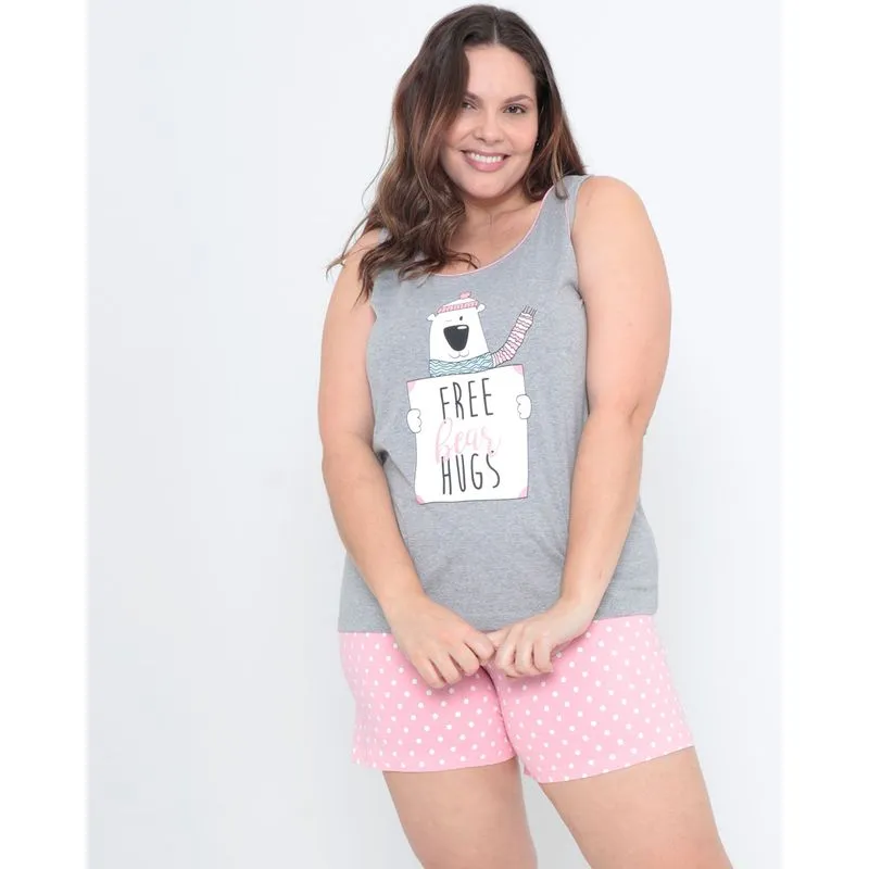 Pijama Plus Size Regata Cinza 48