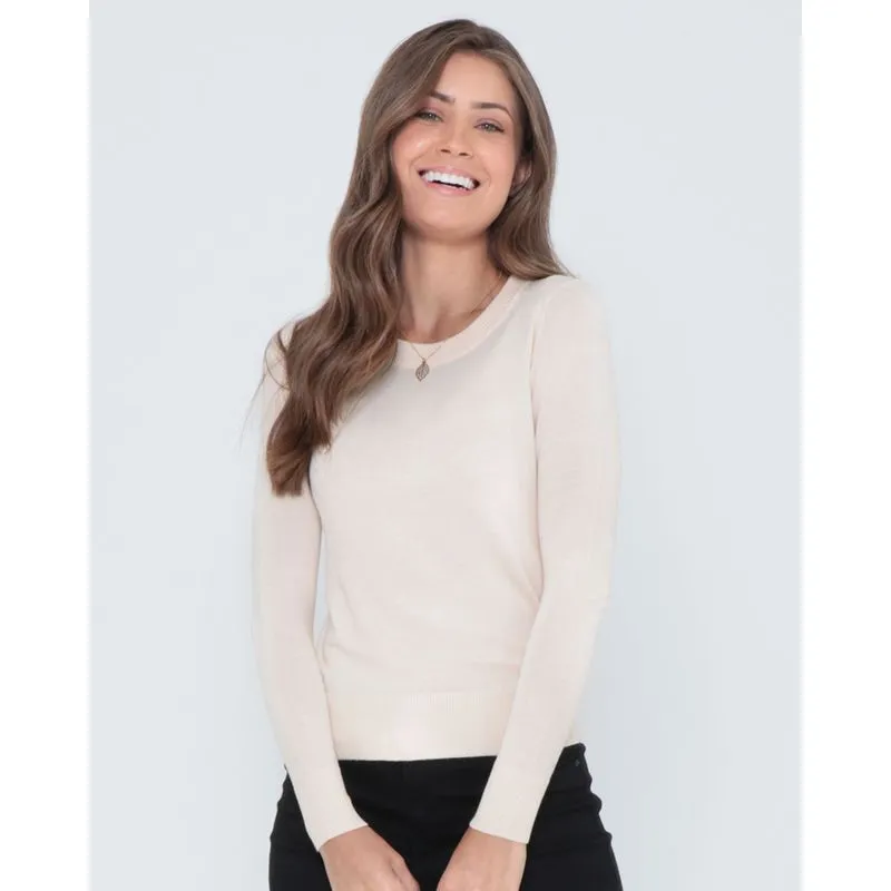 Suéter Feminino Liso Tricô Bege P