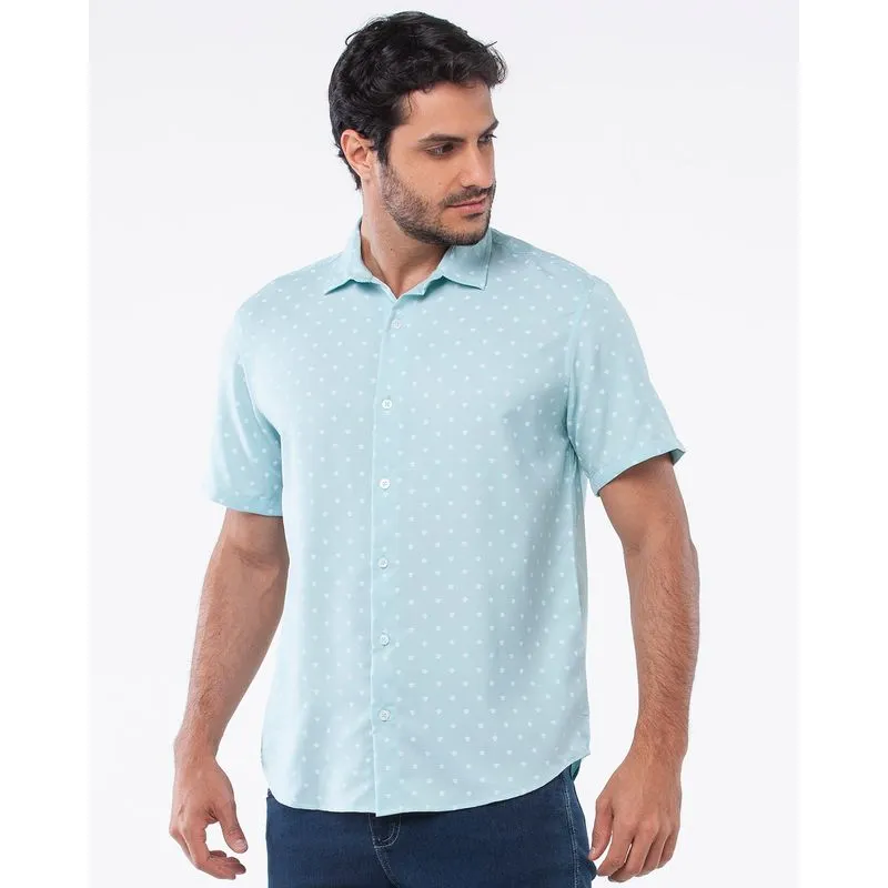 Camisa Masculina Estampada Verde Claro P