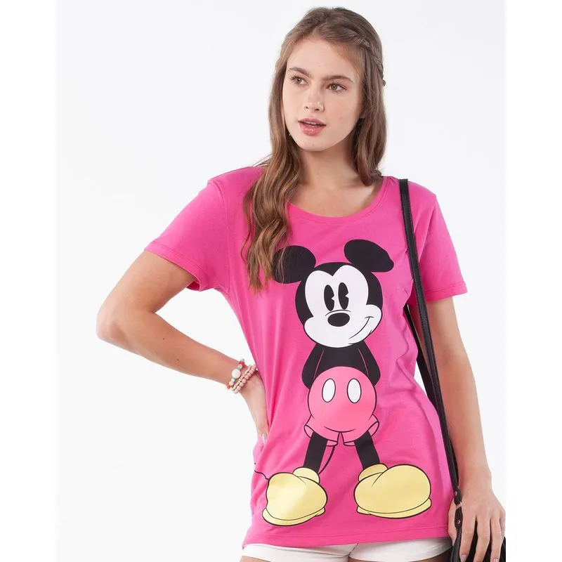 Camiseta Feminina Disney Mickey Rosa G
