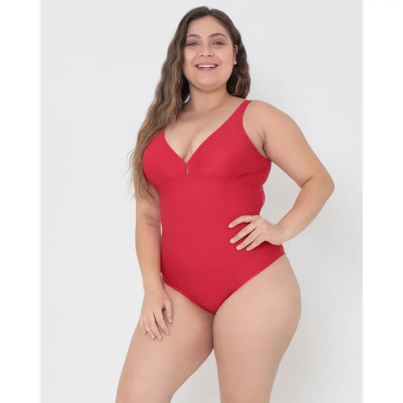 Maiô Plus Size Liso Bojo Vermelho 44