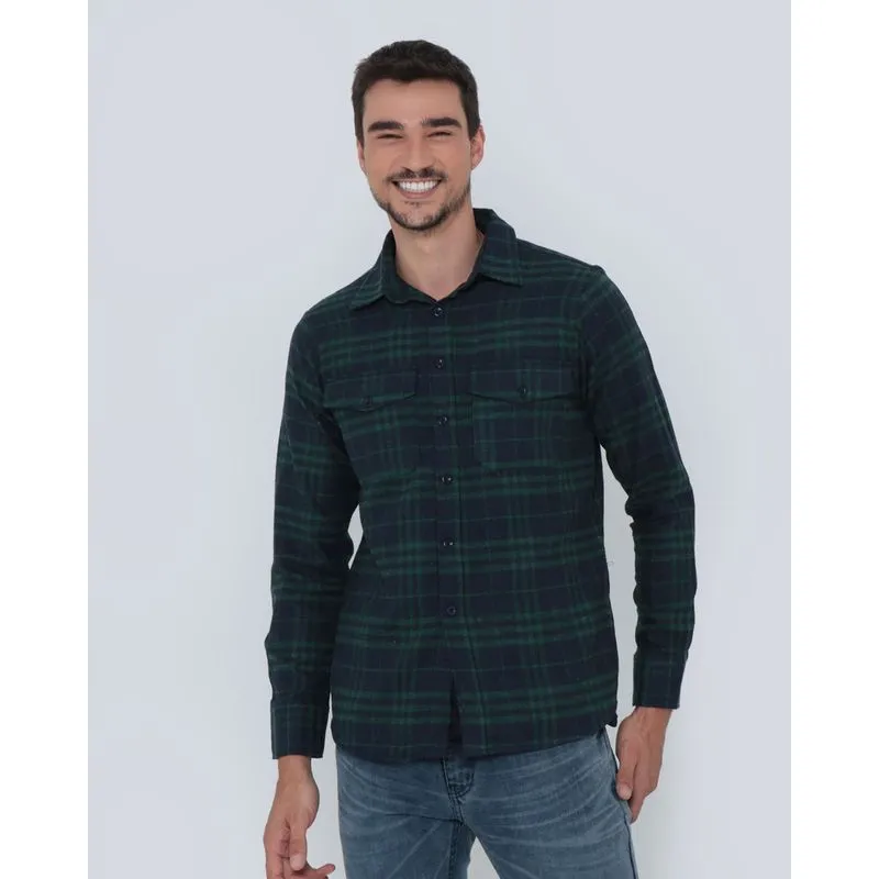 Camisa Masculina Flanelada Xadrez Verde P