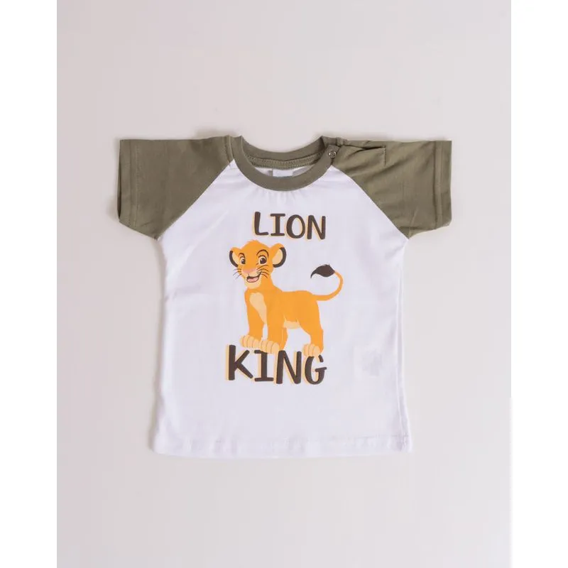 Camiseta Bebê Algodão Disney Rei Leão Manga Curta Branca P
