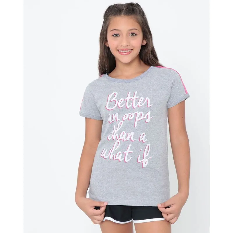 Blusa Juvenil Manga Curta Brilho Cinza 12
