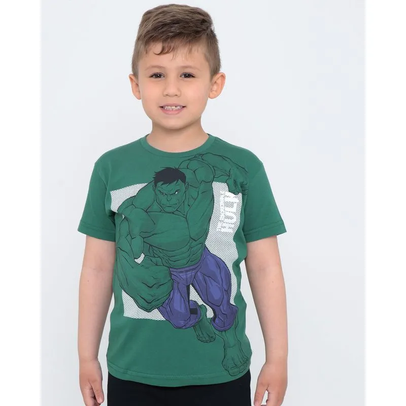 Camiseta infantil Hulk Vingadores Marvel verde 12