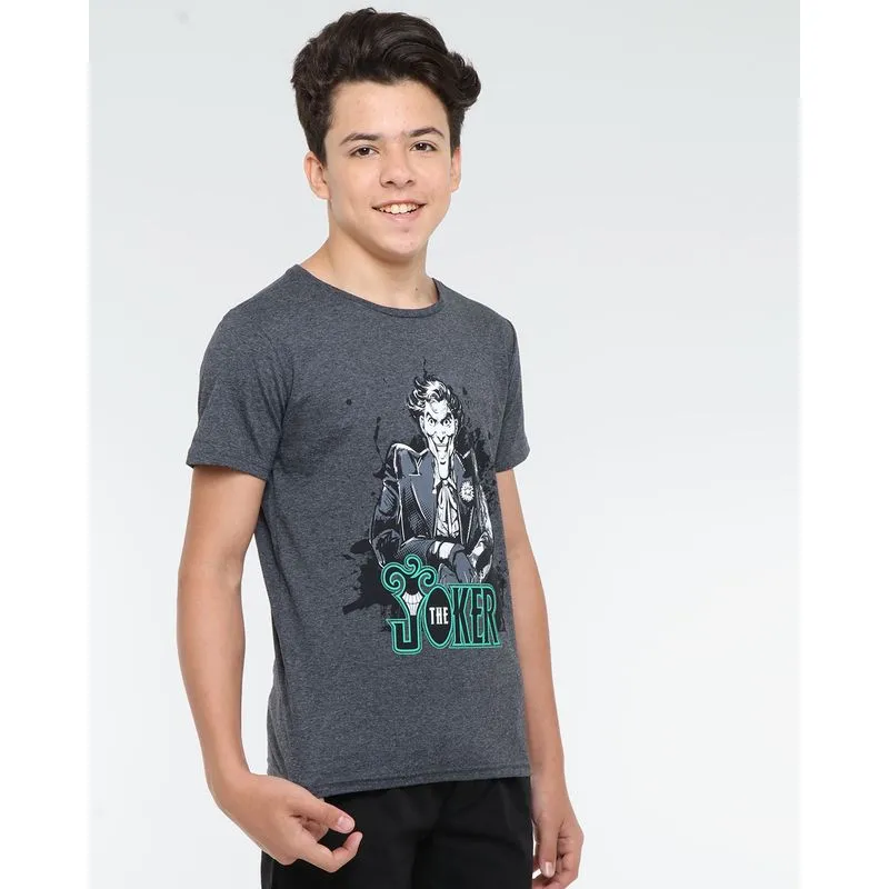 Camiseta juvenil Dc Comics Coringa Cinza 16