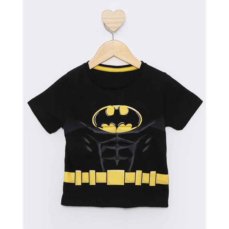Camiseta Bebê DC Comics Batman Manga Curta Preta 2