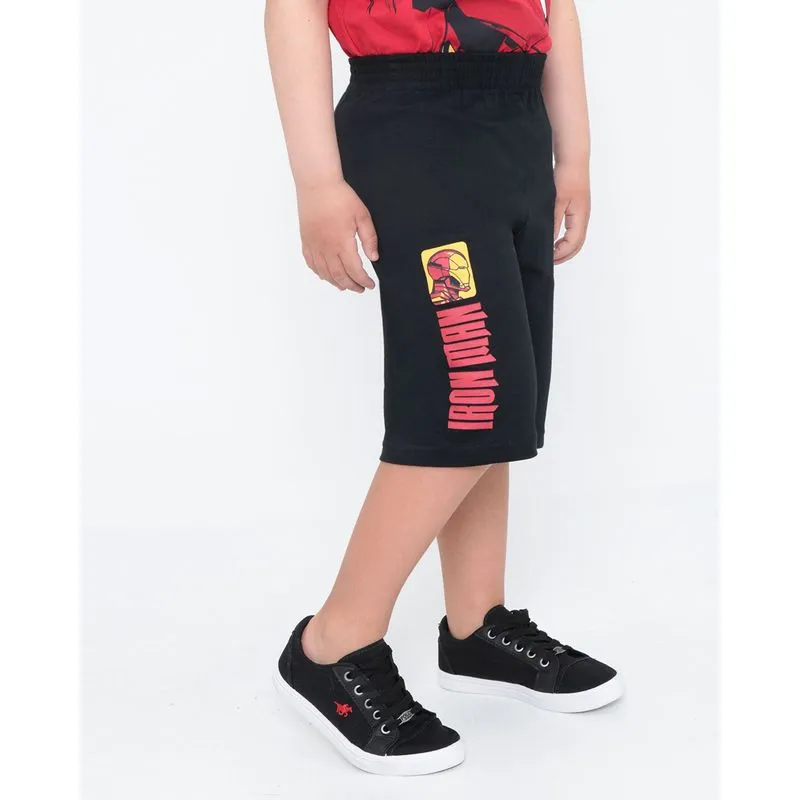 Bermuda Infantil Moletinho Homem De Ferro Preta 4