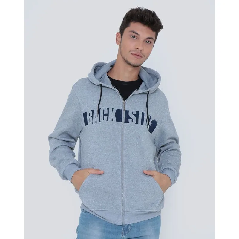Blusão Masculino Moletom Com Capuz Cinza M