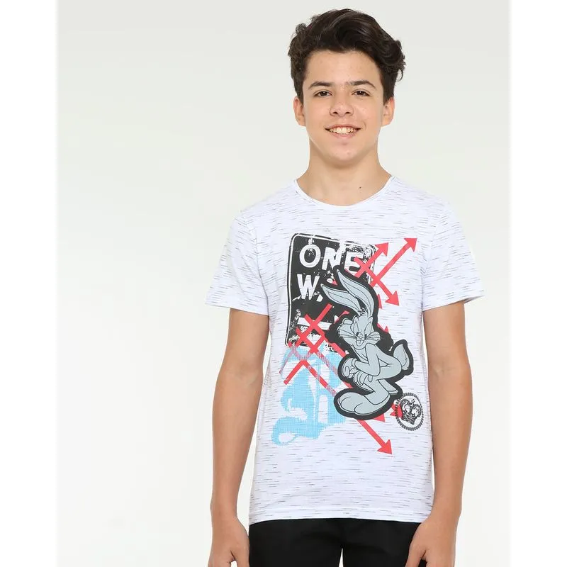 Camiseta Juvenil Pernalonga Looney Tunes Cinza 12