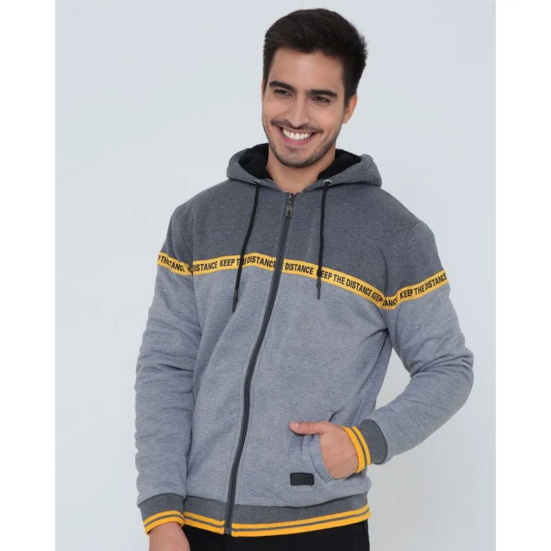 Casaco Moletom Masculino Com Zíper Cinza M