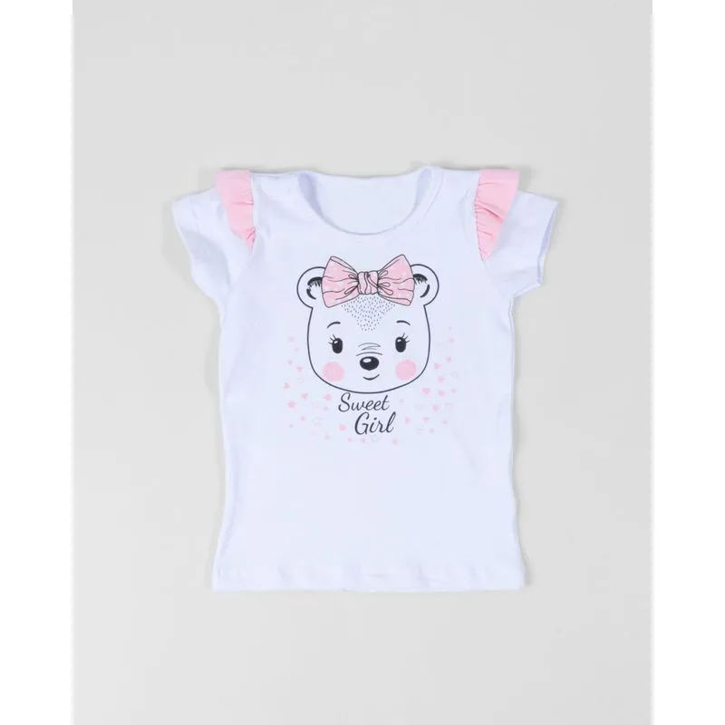 Blusa Bebê Estampa Ursinho Branca 2