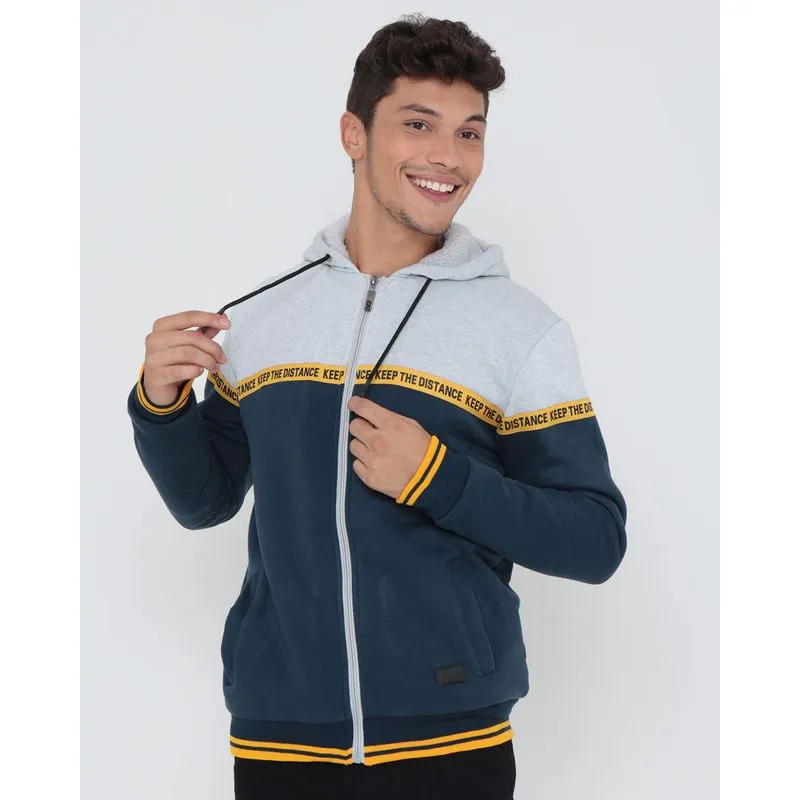 Casaco Moletom Masculino Com Zíper Azul Marinho M