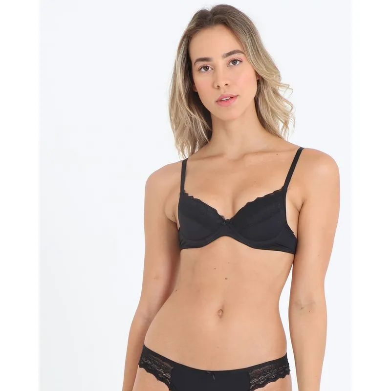 Sutiã Avulso Meia Taçã Detalhe Renda Preto G