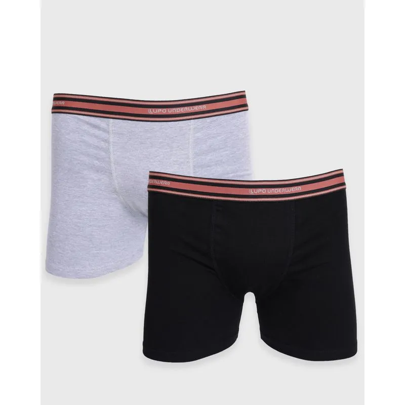 Kit 2 Cuecas Masculinas Boxer Lupo Preta e Cinza G