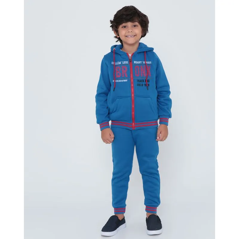 Conjunto Moletom Infantil Pelúcia Azul 6