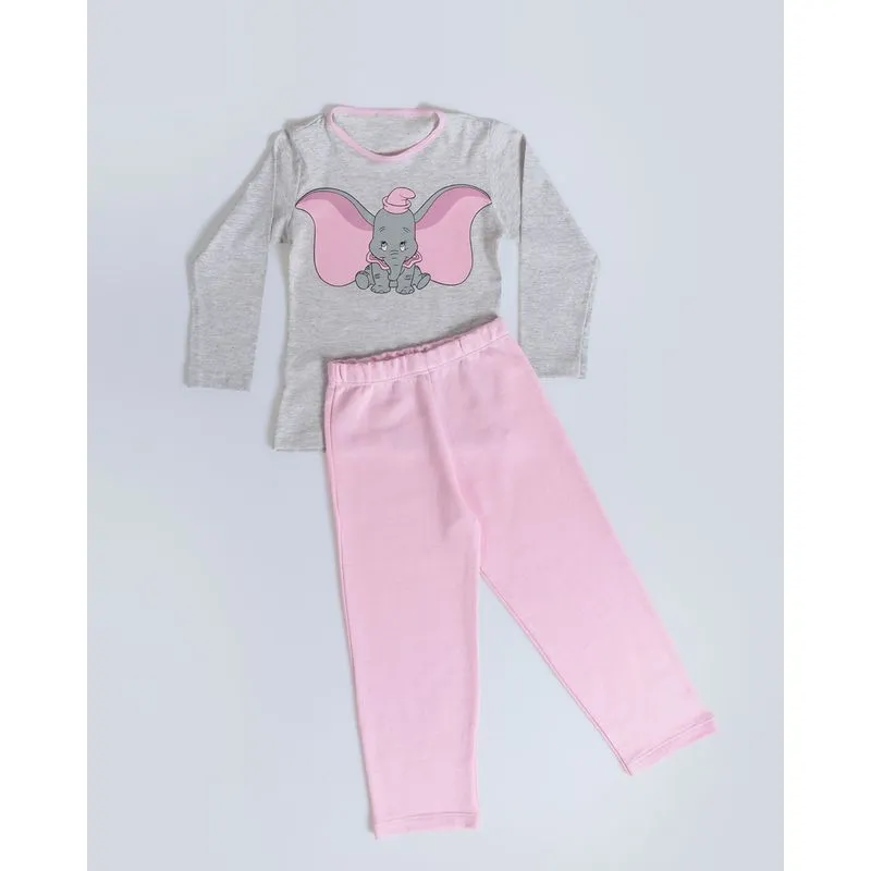 Pijama Bebê Longo Dumbo Disney Mescla Cinza Claro 2
