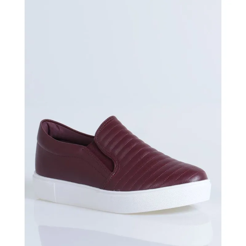 Tênis Feminino Slip On Liso Vinho 39