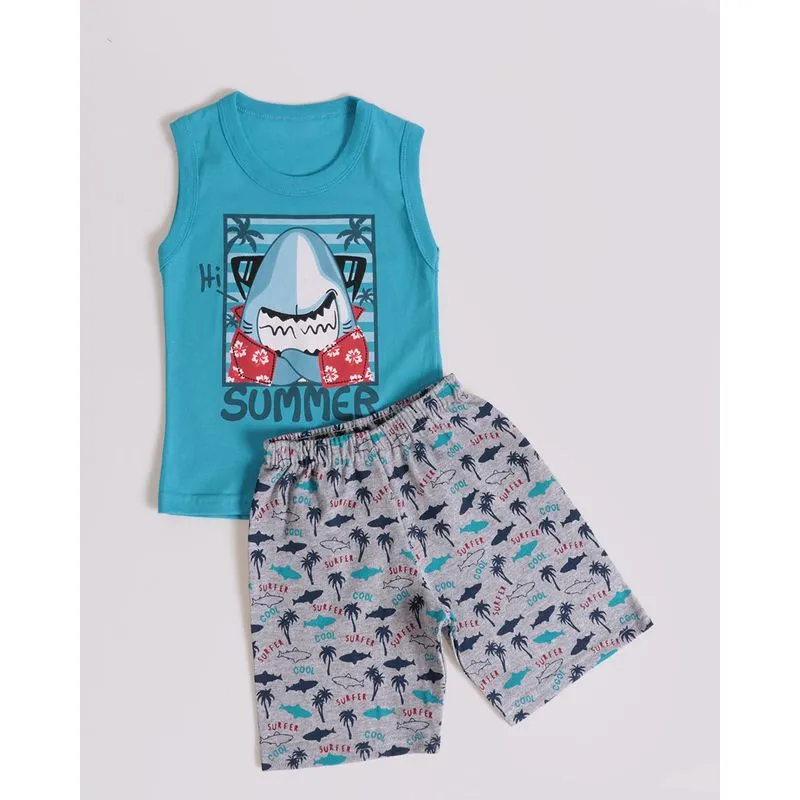 Conjunto Bebê Tubarão Azul 1