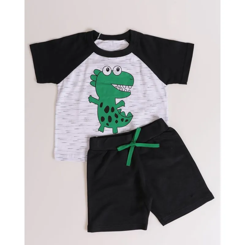 Conjunto Bebê Flamê Estampa Dinossauro Branco 3