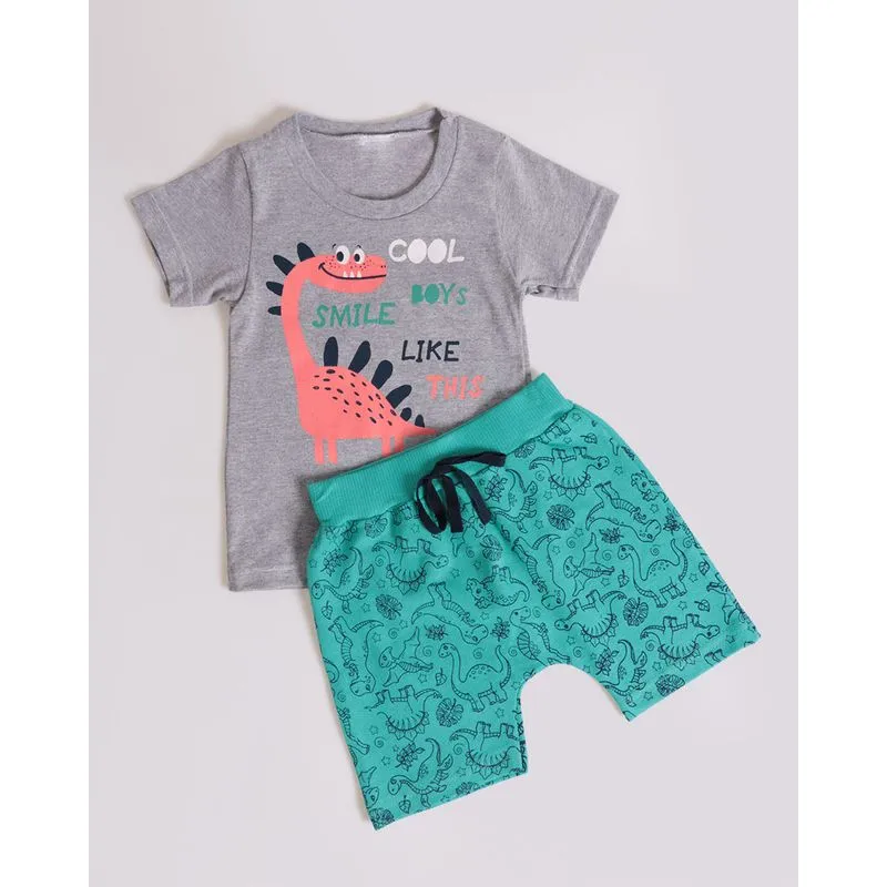 Conjunto Bebê Estampa Dino Cinza 3