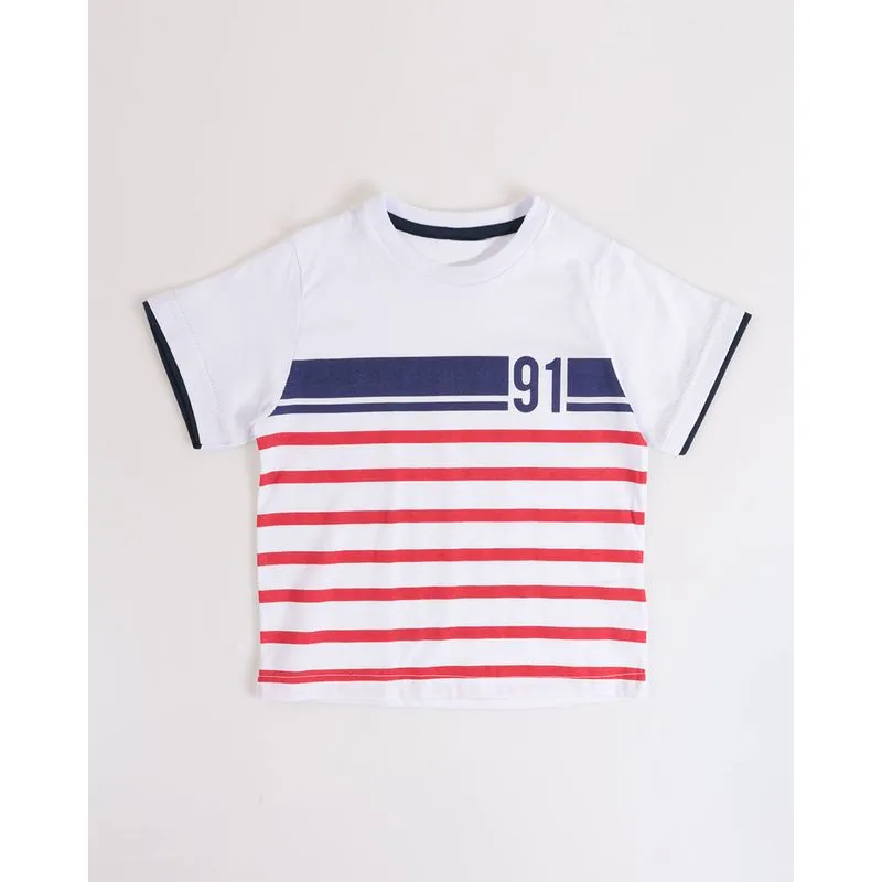 Camiseta Bebê Estampa Listrada Branca 2