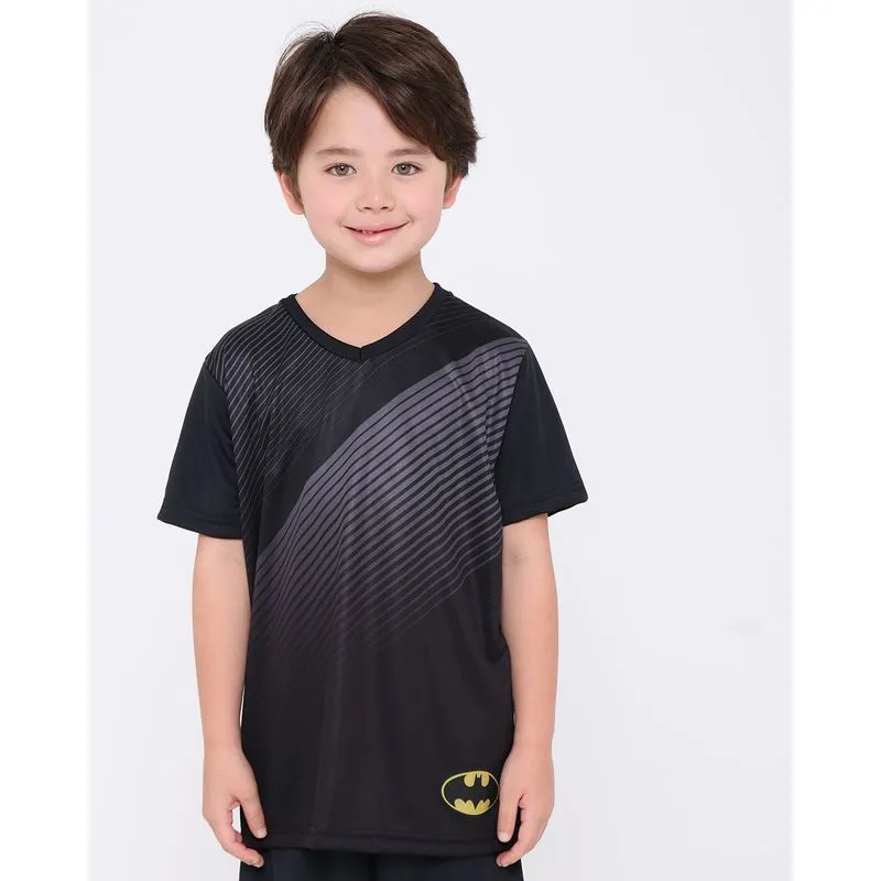 Camiseta Infantil Malha Dy Fit Batman Liga Da Justiça Preta 8