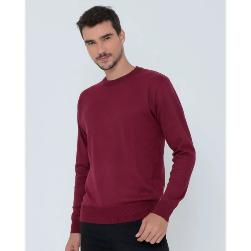Suéter Masculino De Tricô Liso Vinho G