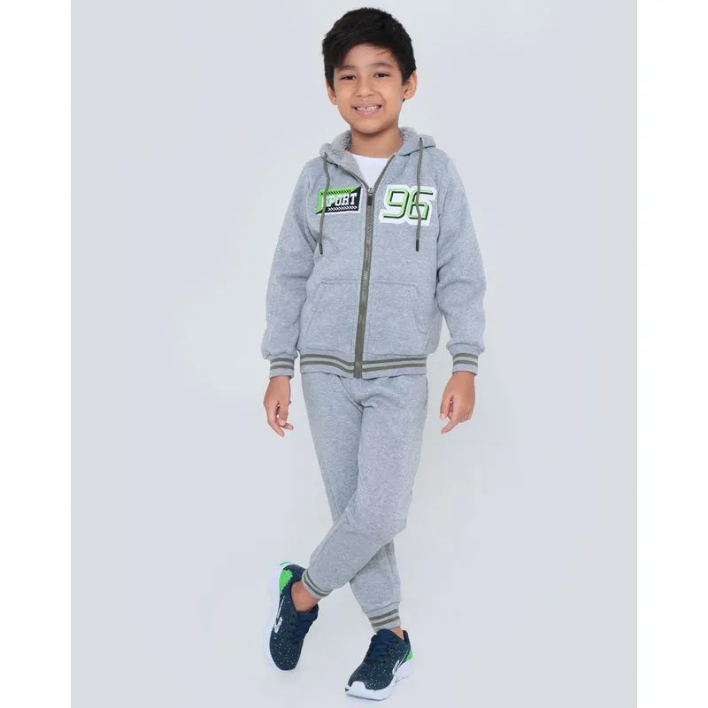 Conjunto Moletom Infantil Pelúcia Sport Cinza Claro 8
