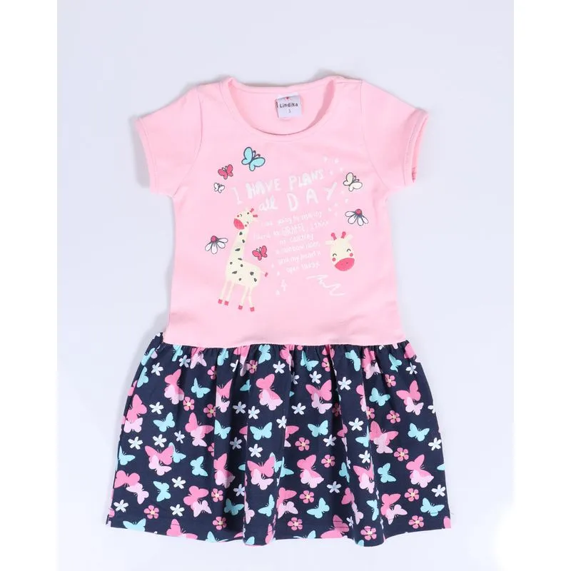 Vestido Bebê Estampa Bichinhos Rosa 2