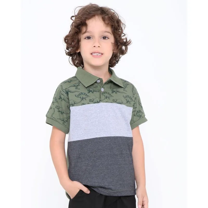 Polo Infantil Recorte Dinossauro Verde 6