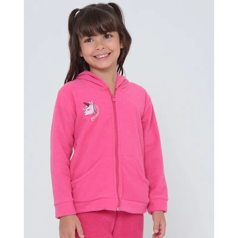 Casaco Infantil Zíper Mescla Rosa 4