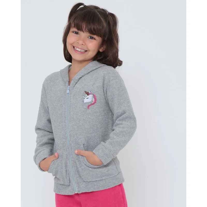 Casaco Infantil Zíper Mescla Cinza 8
